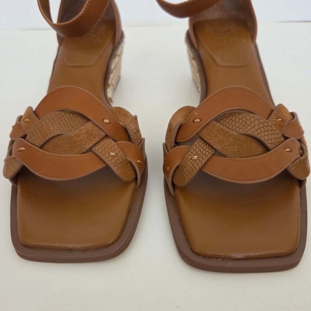 Vince Camuto Womens Baylees Sandals Sz 9 Leather Wedge Espadrille Aged Rum Brown - Picture 9 of 11